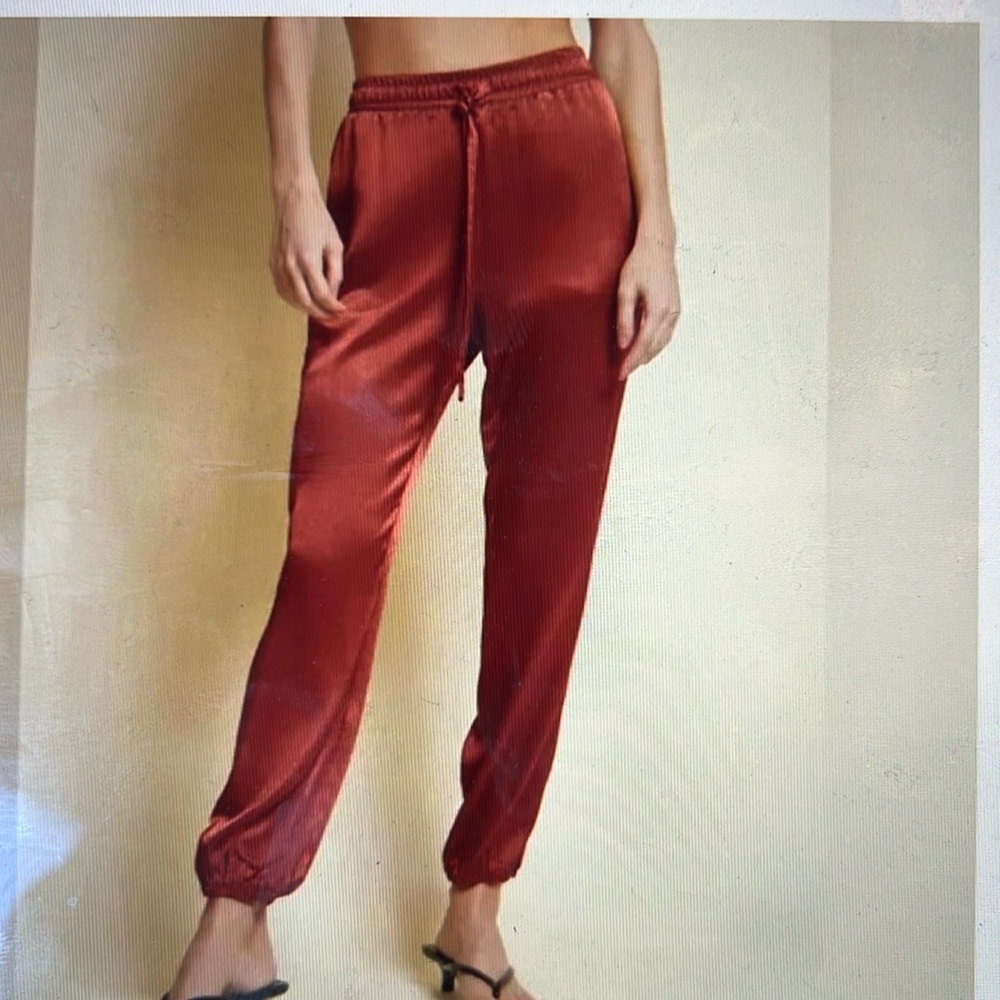 Nation LTD women’s silky Del Rey Lounge Pant, Rust Orange